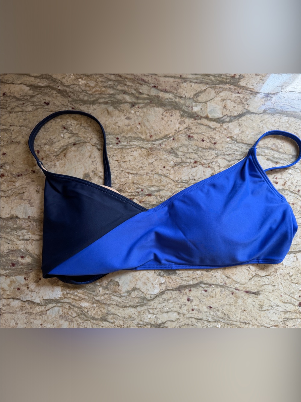 summersalt Two-Tone Bikini Top - Navy & Royal Blue